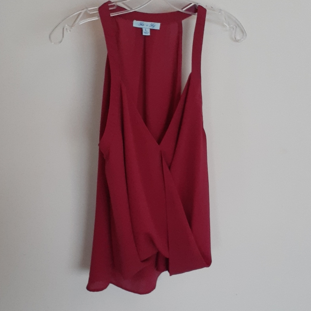 She + sky cross front tank top